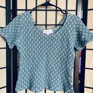 Style New York blue short sleeve crop top VTG sz L